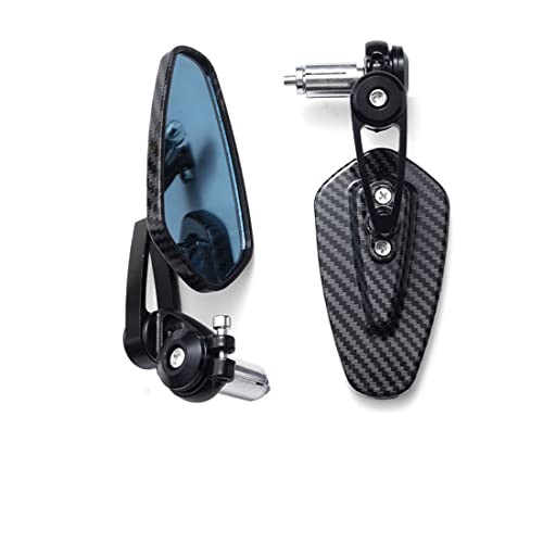 7/8» Carbon Fiber Motorcycle Side Mirror, 22mm Handlebar Fit, Inverted bar