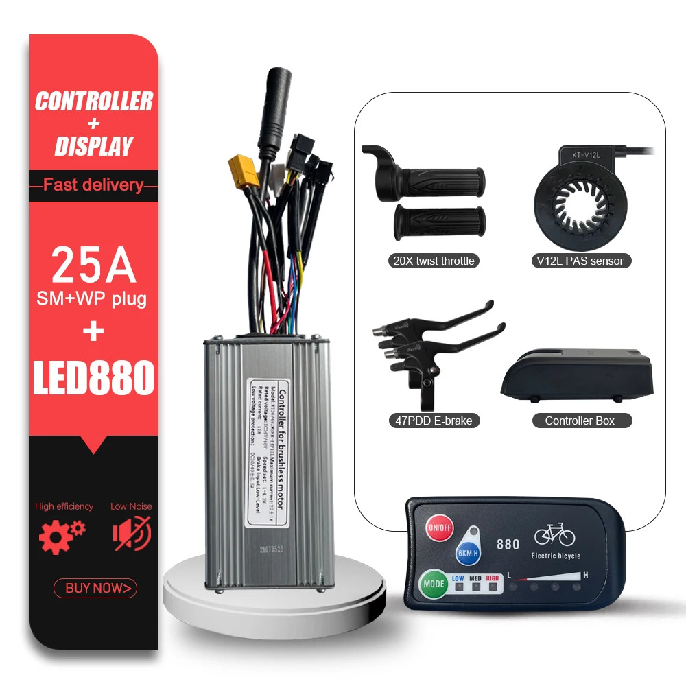 KT Ebike Brushless Controller LCD Display Panel Thumb Throttle E-Scooter 36V 48V