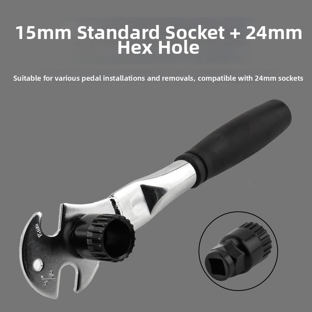 High Carbon Steel Bicycle Wrench 15mm Jaw 24mm Hex Socket Non Slip Grip