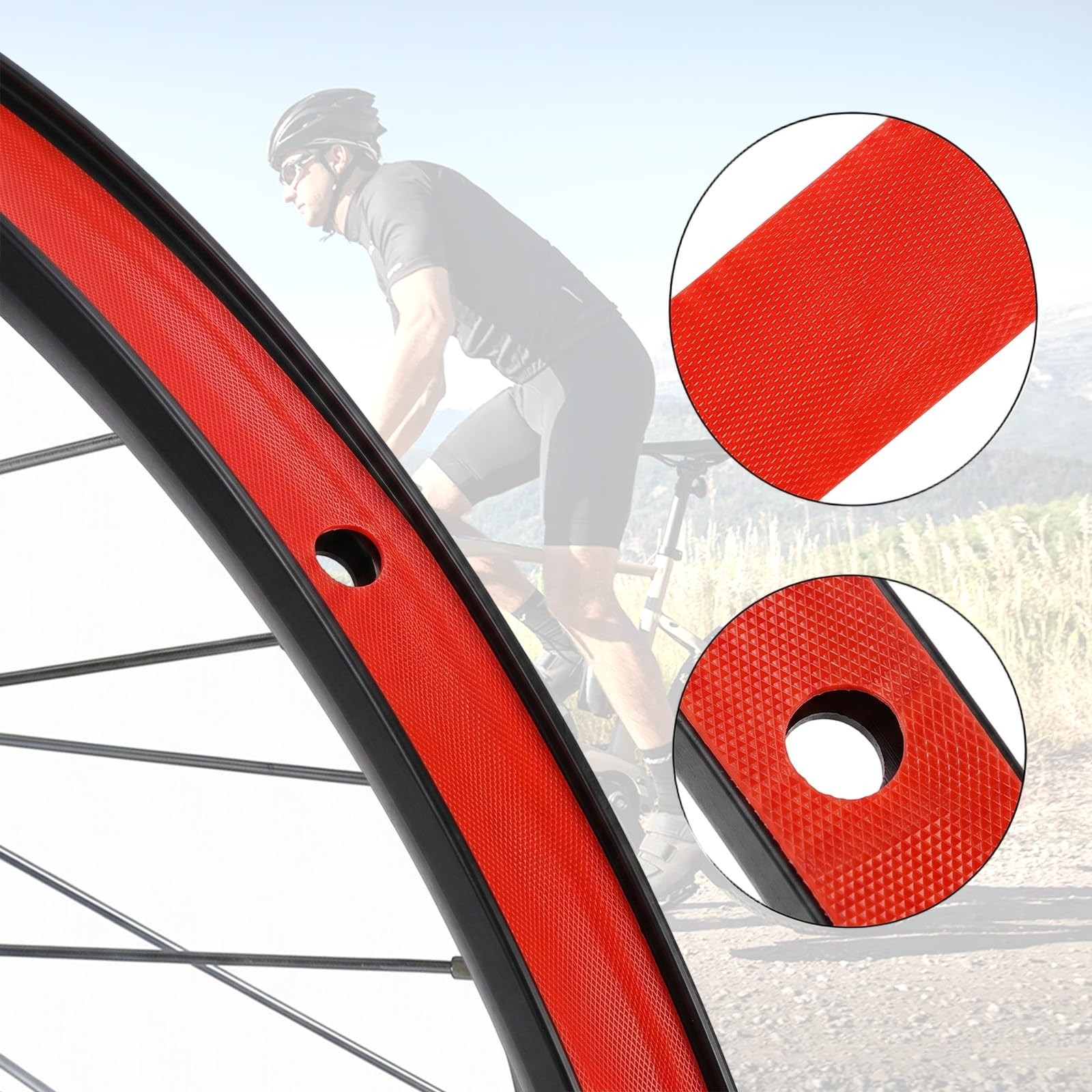 2PCS Bike Rim Tape High Pressure Bicycle Strip Rim Liner Tube Protector Red