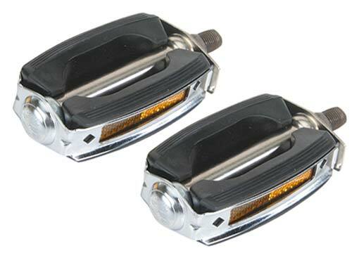 Classic VINTAGE Krate Bow Style Bicycle Pedals 1/2″ Black/Chrome