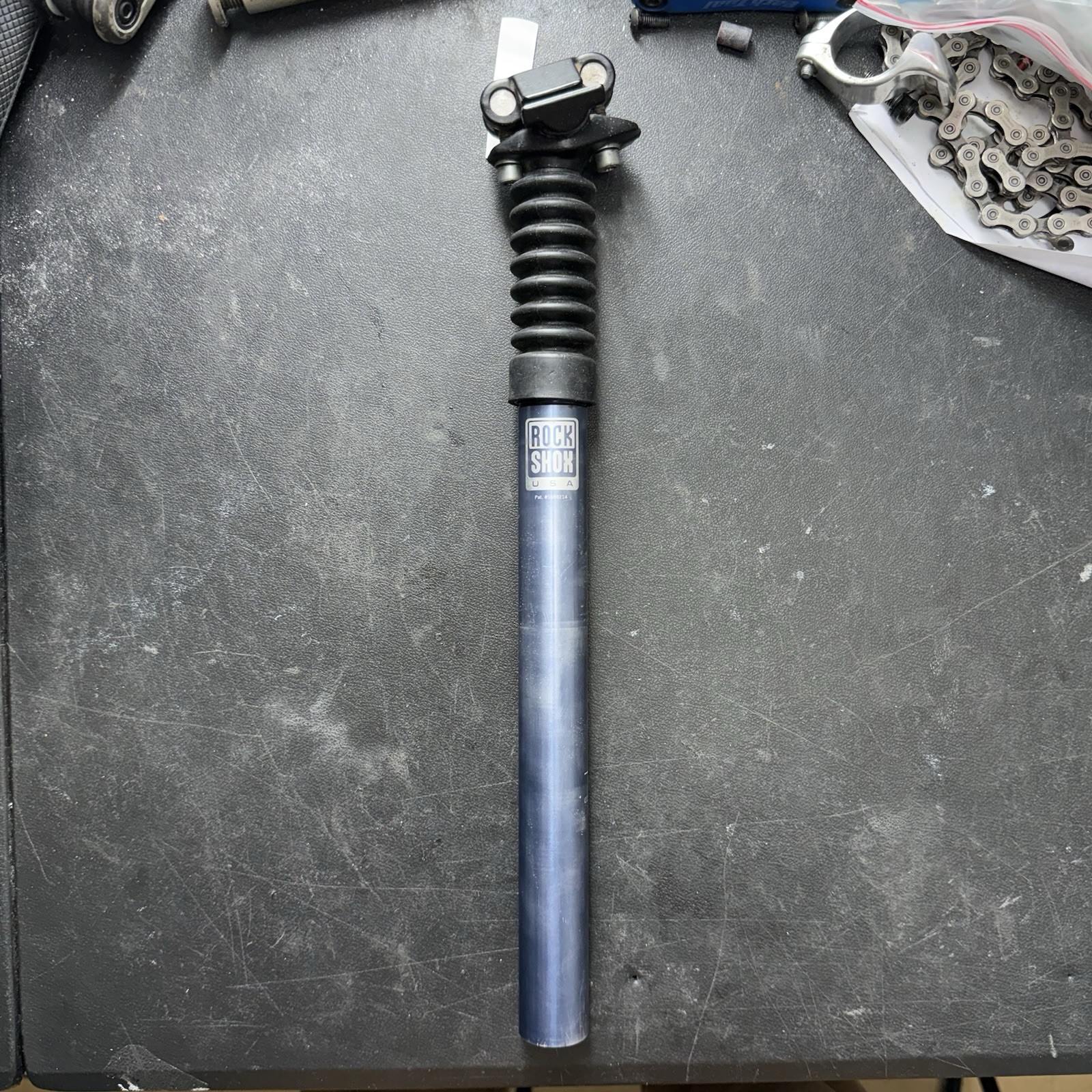 Rock Shox Suspension Seatpost 27.2mm, 350mm, Blue/Gray, Made in USA