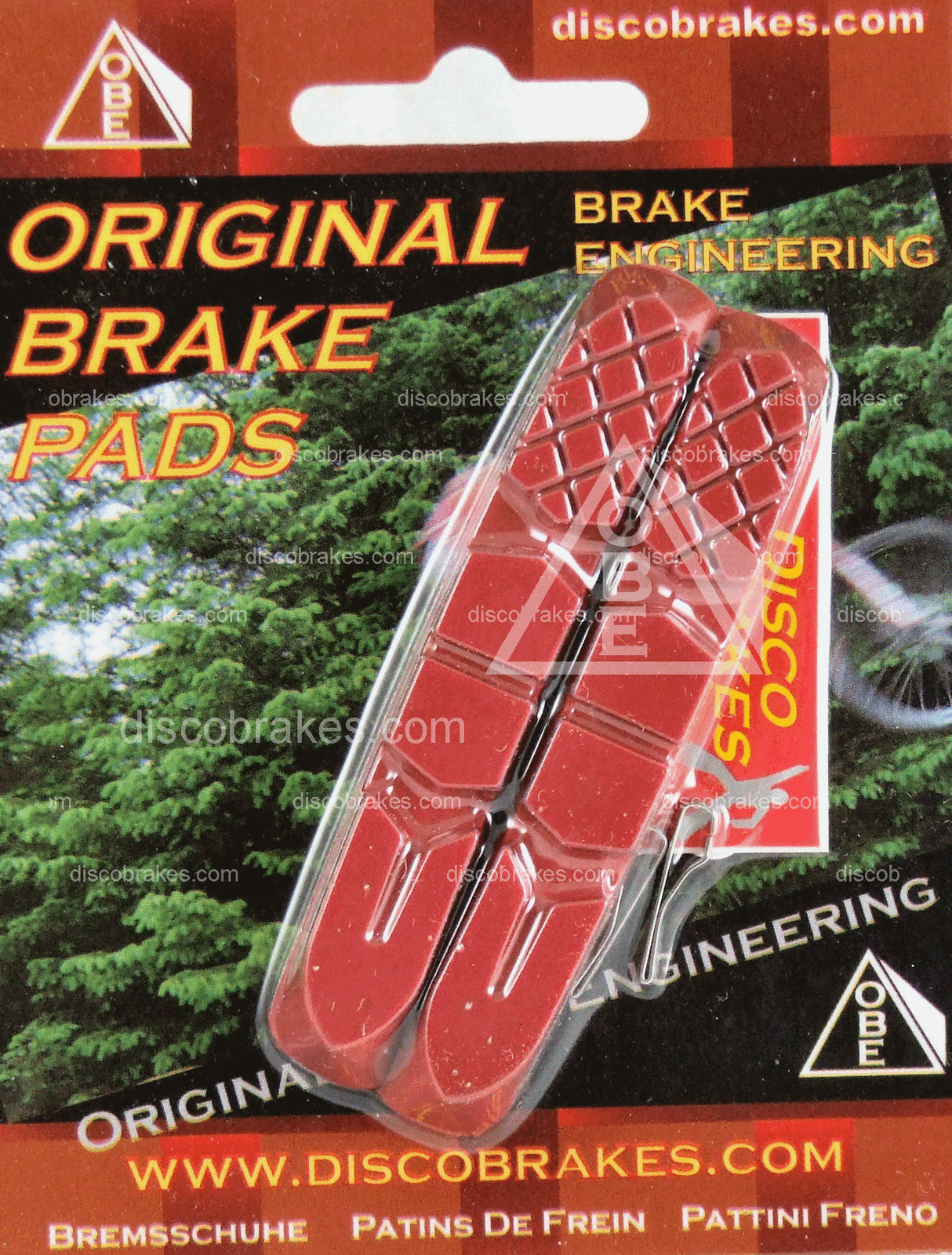 Red Tri-Performance DiscoBrakes Pad Inserts for 72mm V Brake Cartridge Shoes
