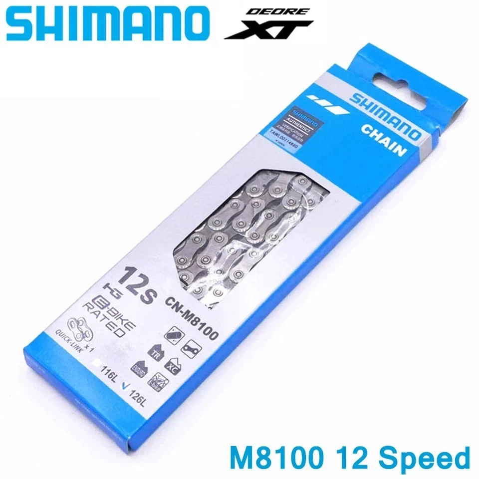 Shimano DEORE XT CN-M8100 12-Speed MTB E-Bike Chain 126 Links Quick Link