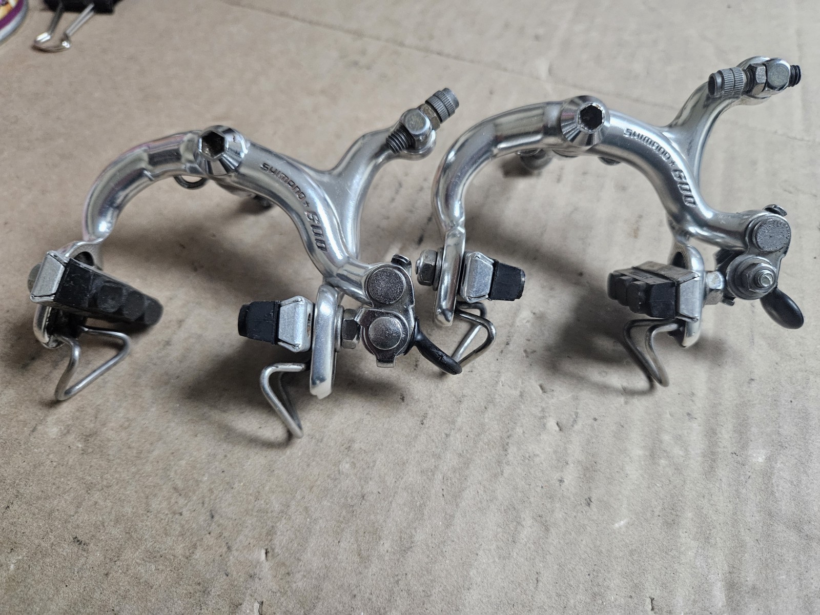 Vintage Shimano 600EX BR-6200 Arabesque Caliper Brakeset, single pivot, nutted