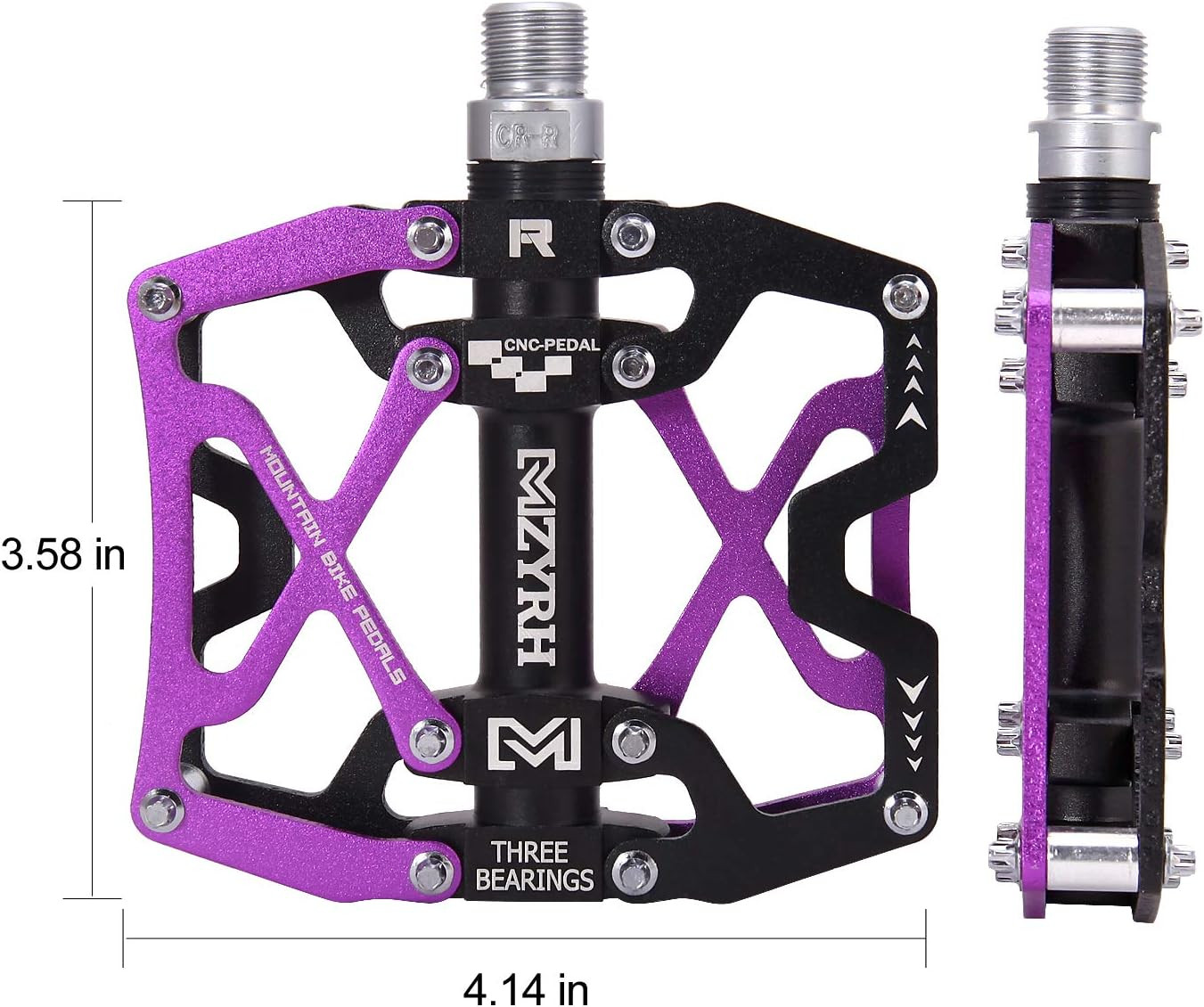 Mountain Bike Pedals, Ultra Strong Colorful CNC Machined 9/16″ Cycling Sealed 3