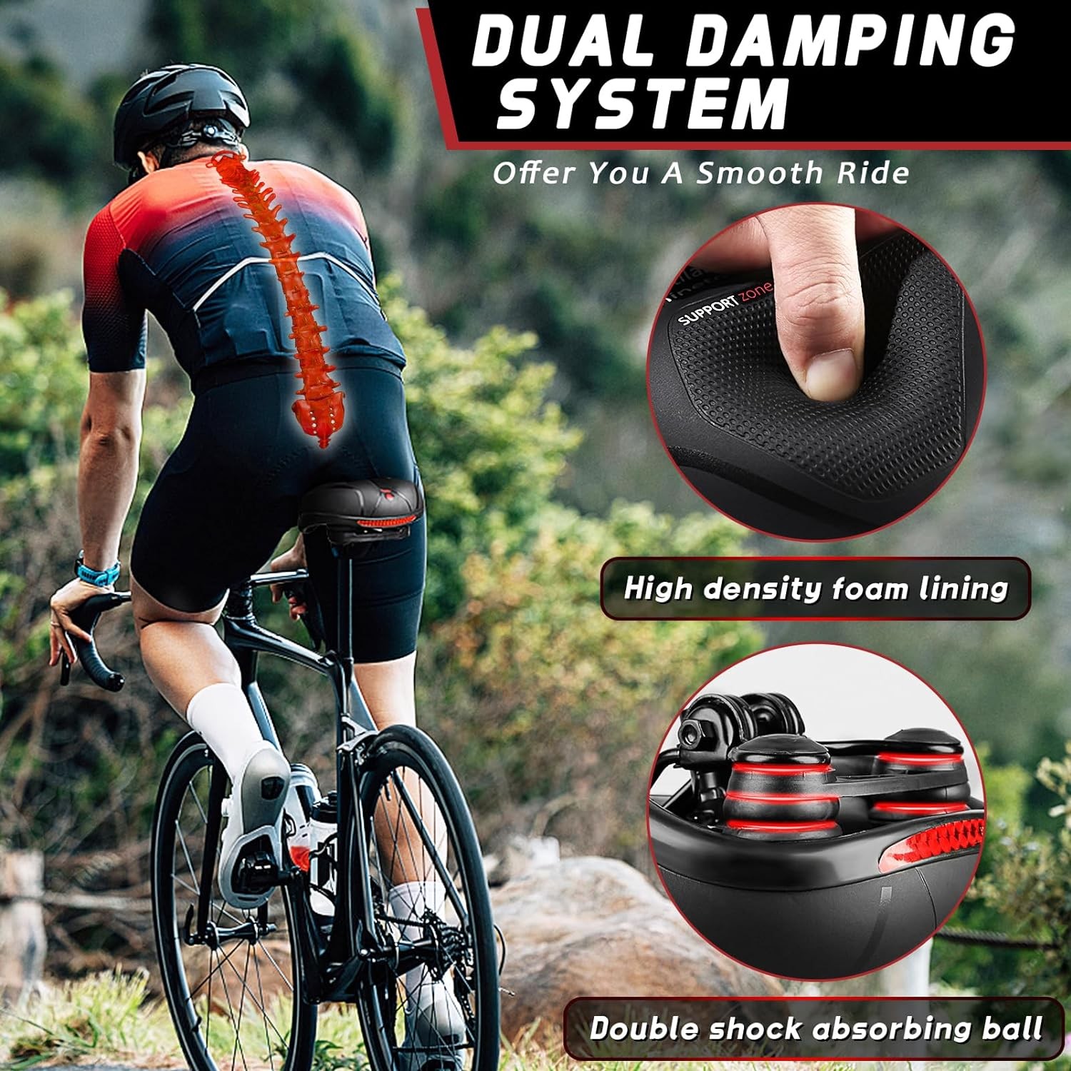Bicycle Saddle bike Comfort Wide Soft Gel Bike Seat Sporty Air Cushion men women