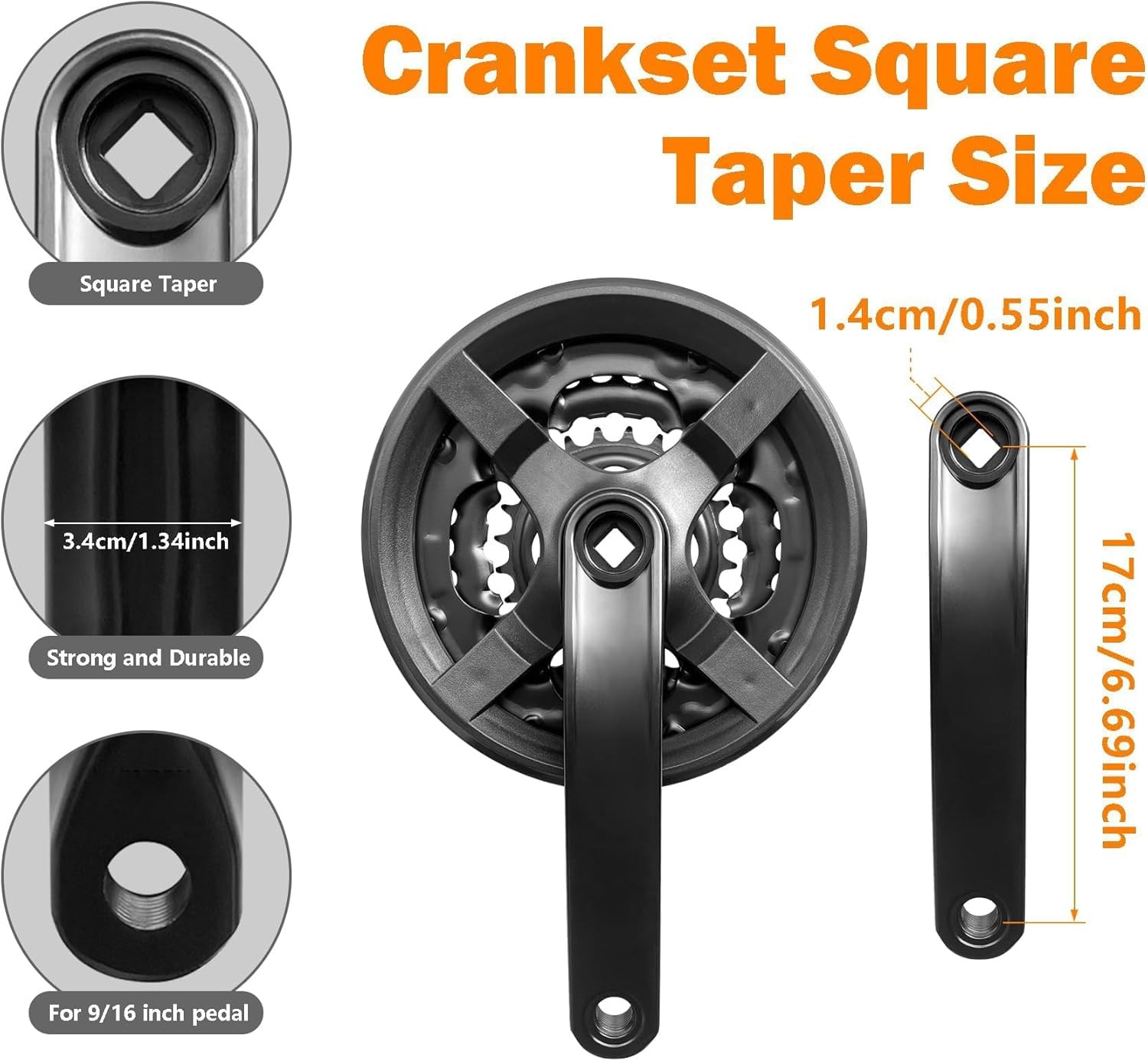 Bike Crankset FC-TY301 42-34-24T for 3×6/7/8Speed Gears FC-TY301, Black-TY301