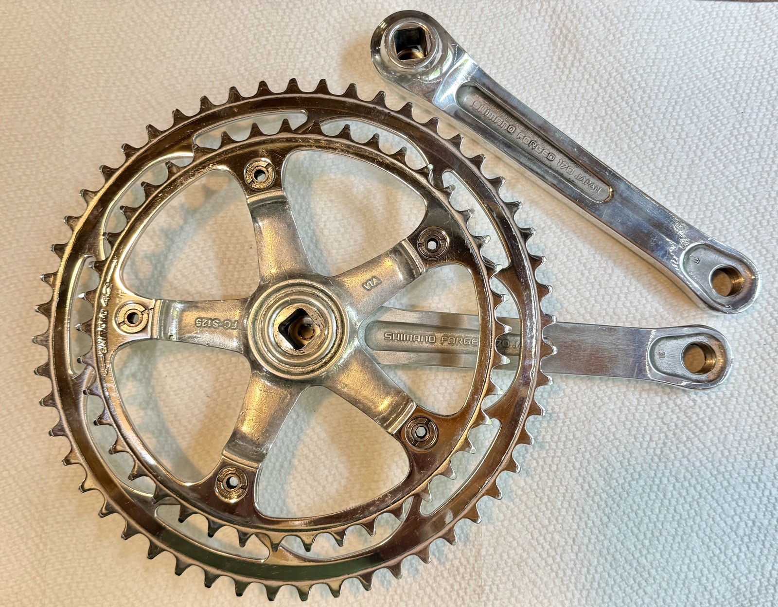 Vintage Shimano Golden Arrow 600 Arabesque Crankset 52×42 170mm Polished Nice