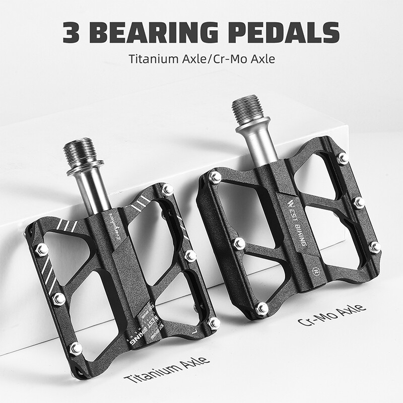 WEST BIKING Ultralight Titanium Bicycle Pedals Road Bike Flat Pedals 3 Bearings