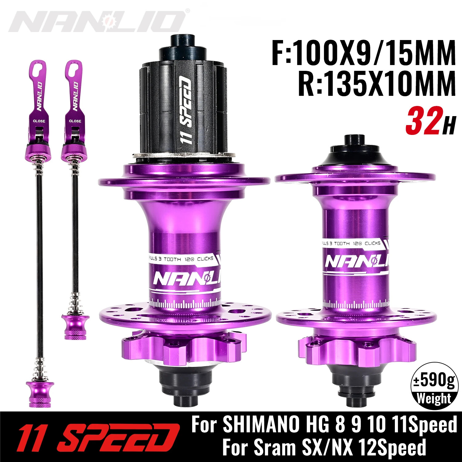 XD HG MS 28/32/36 Holes Mountain Bike Hubs 120Clicks Front 9*100mm Rear 135*10mm