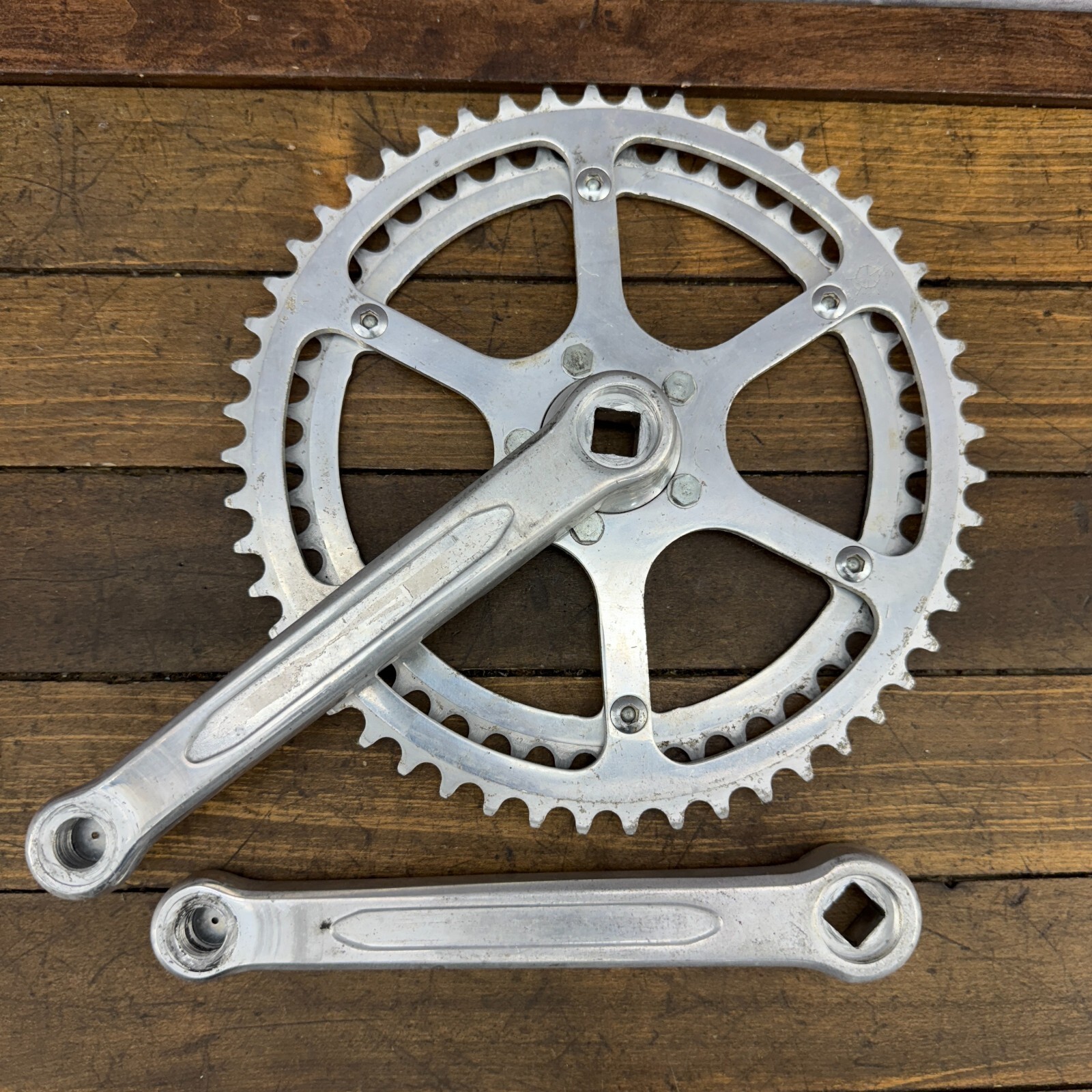Vintage TA Crank Set 170 mm FRENCH Double 5 Arm 1970s France Eroica 130 BCD