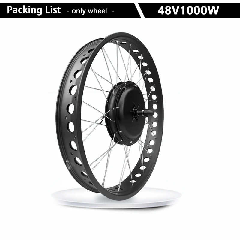 20/24/26inch 48V 1000W Snow E-bike Conversion Kit Gearless Front Wheel Motor
