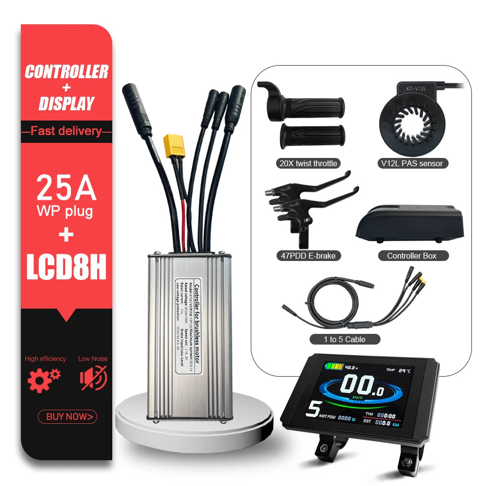 KT Ebike Brushless Controller LCD Display Panel Thumb Throttle E-Scooter 36V 48V