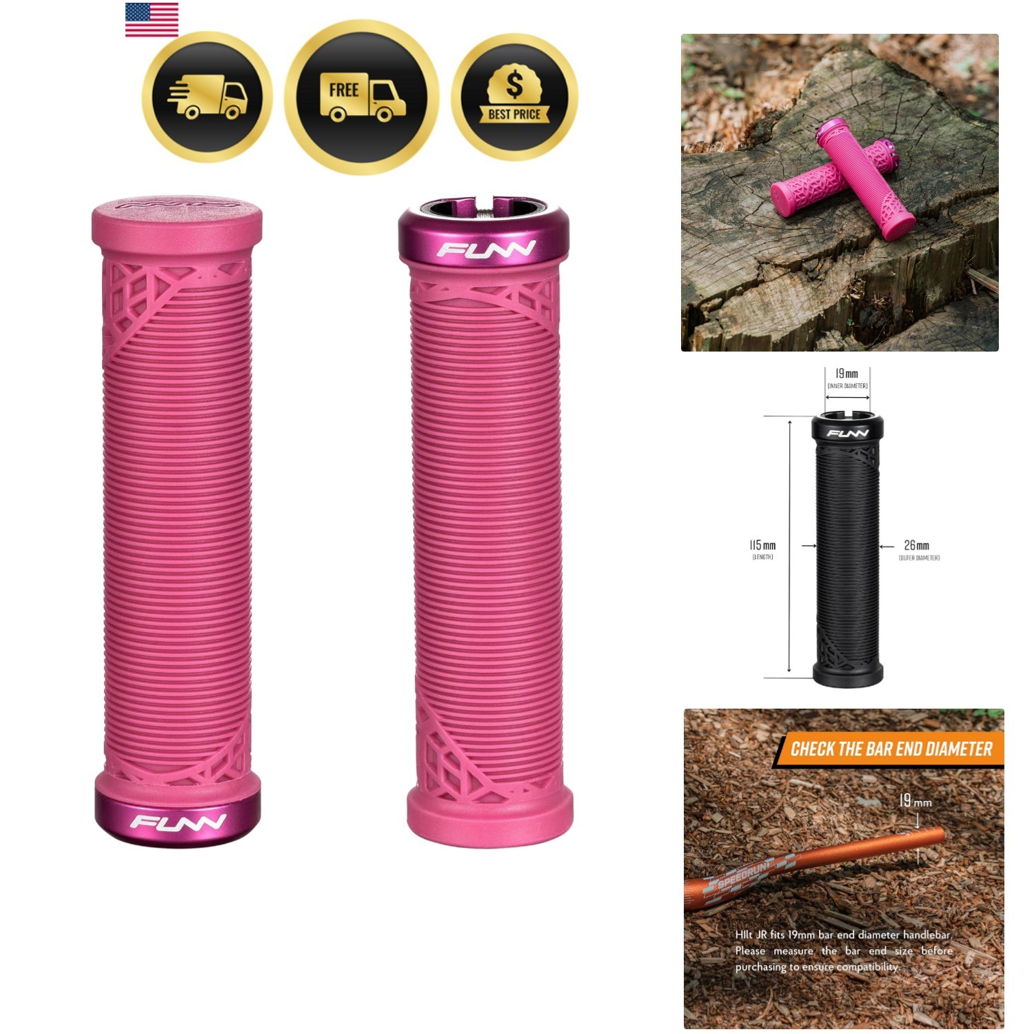 Hilt JR Mountain Bike Handlebar Grips with Single Lock On Clamp, Bicycle Hand…