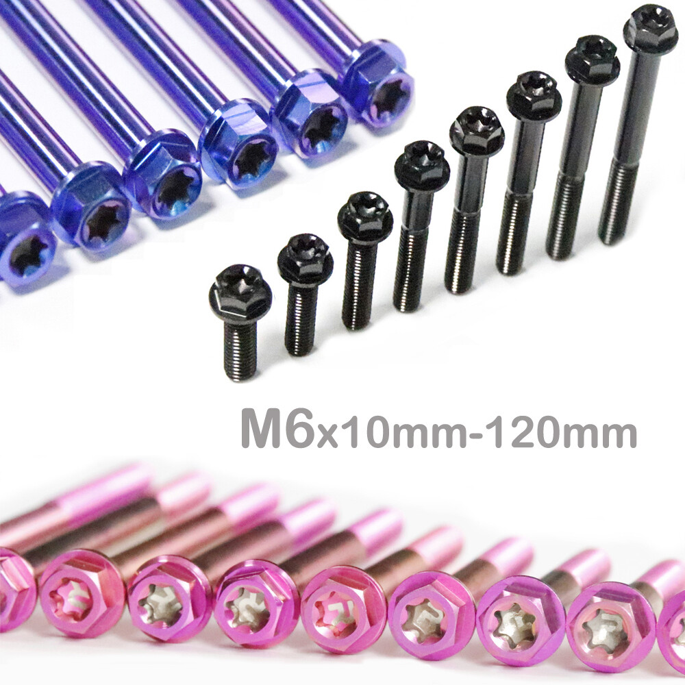 Titanium Screws M6X10-120mm Motorcycle Fastener Bolt Rose pink/Blue purple/Black