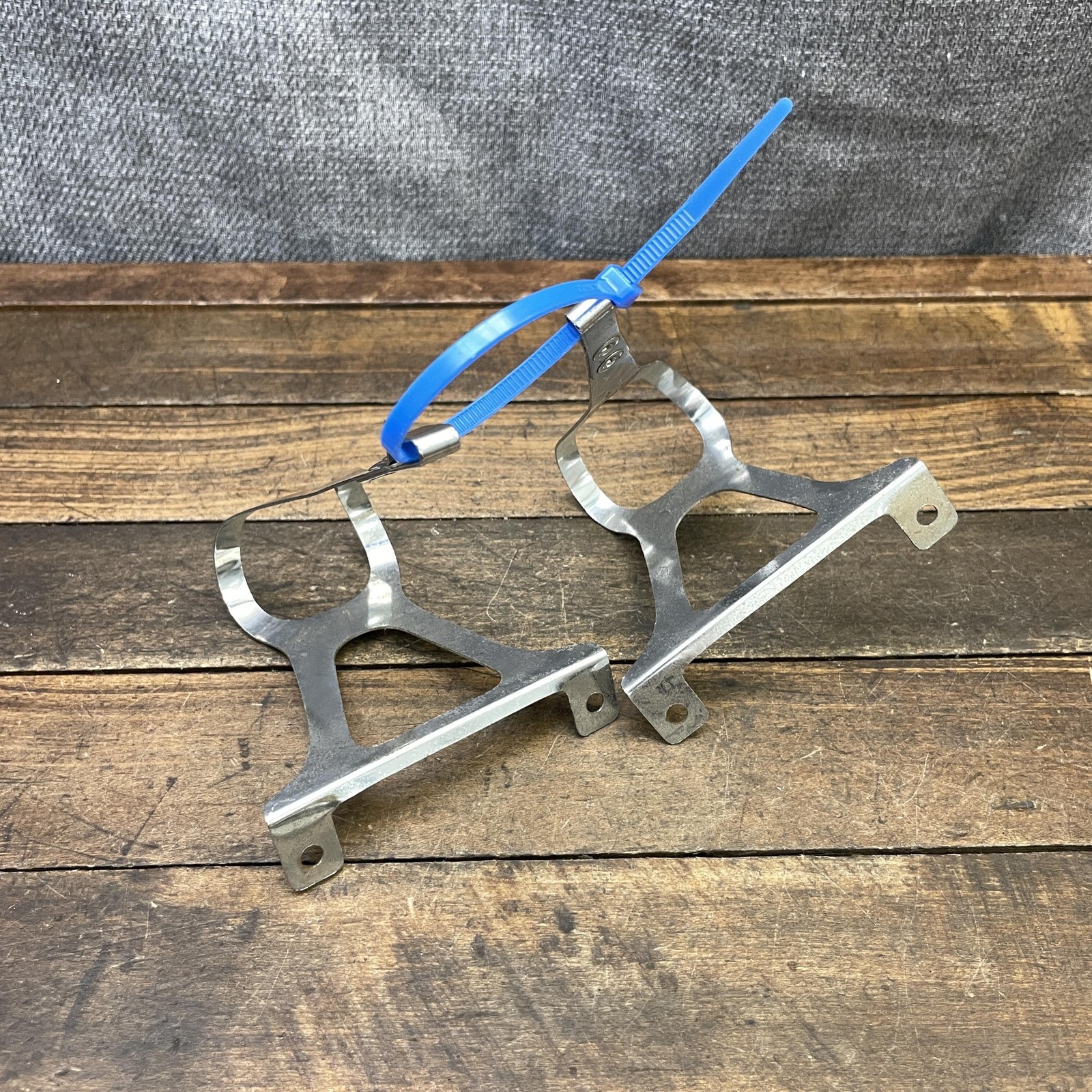Vintage ALE Sport Toe Clips Silver Steel Pair Road Track Bike Italy Torino 70s