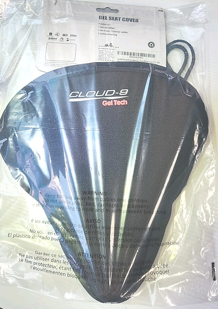 Sunlite Cloud 9 Gel-Tech Black Bicycle Saddle Cover 10” X 11” Bike Seat Cover