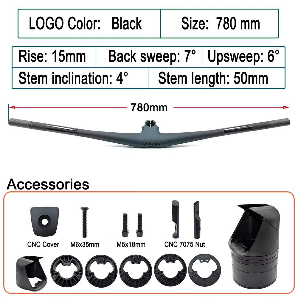 Full Carbon Fiber Bicycle Riser Flats Handlebar Integrated Cockpit MTB Handlebar