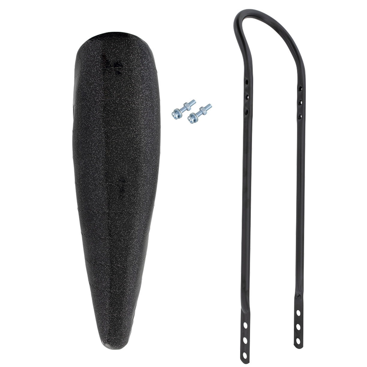 OG LOWRIDER 24″ SHORT BACK SISSY BAR IN BLACK W/ SPARKLE BLACK BANNANA SEAT