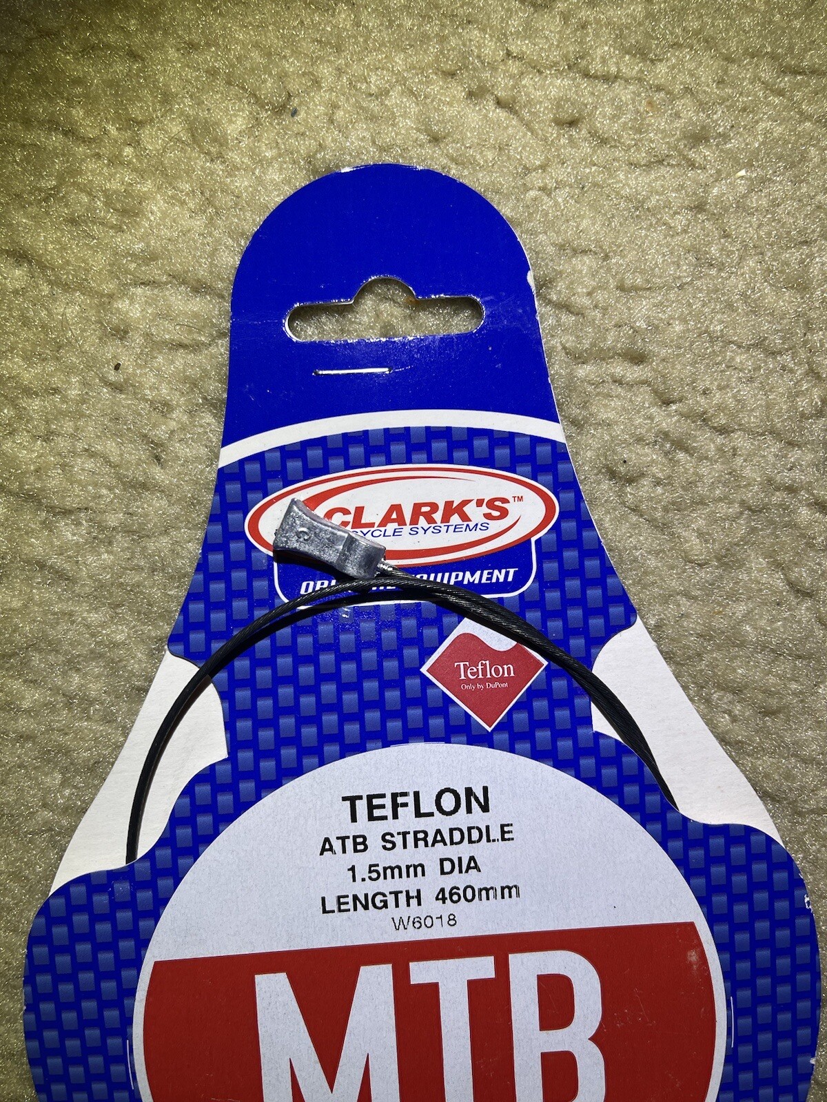 Clarke’s Teflon ATB Straddle Cable 1.5mm Diameter 460mm Length MTB Brake Cable