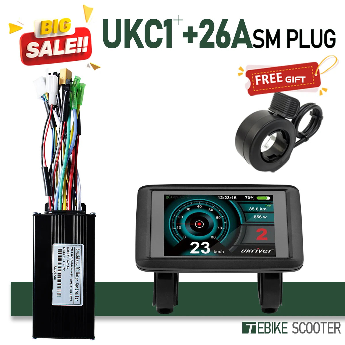 Electric Bike Sinewave 17A26A30A40A Controller 3Mode 250W-2000W Brushless Motor