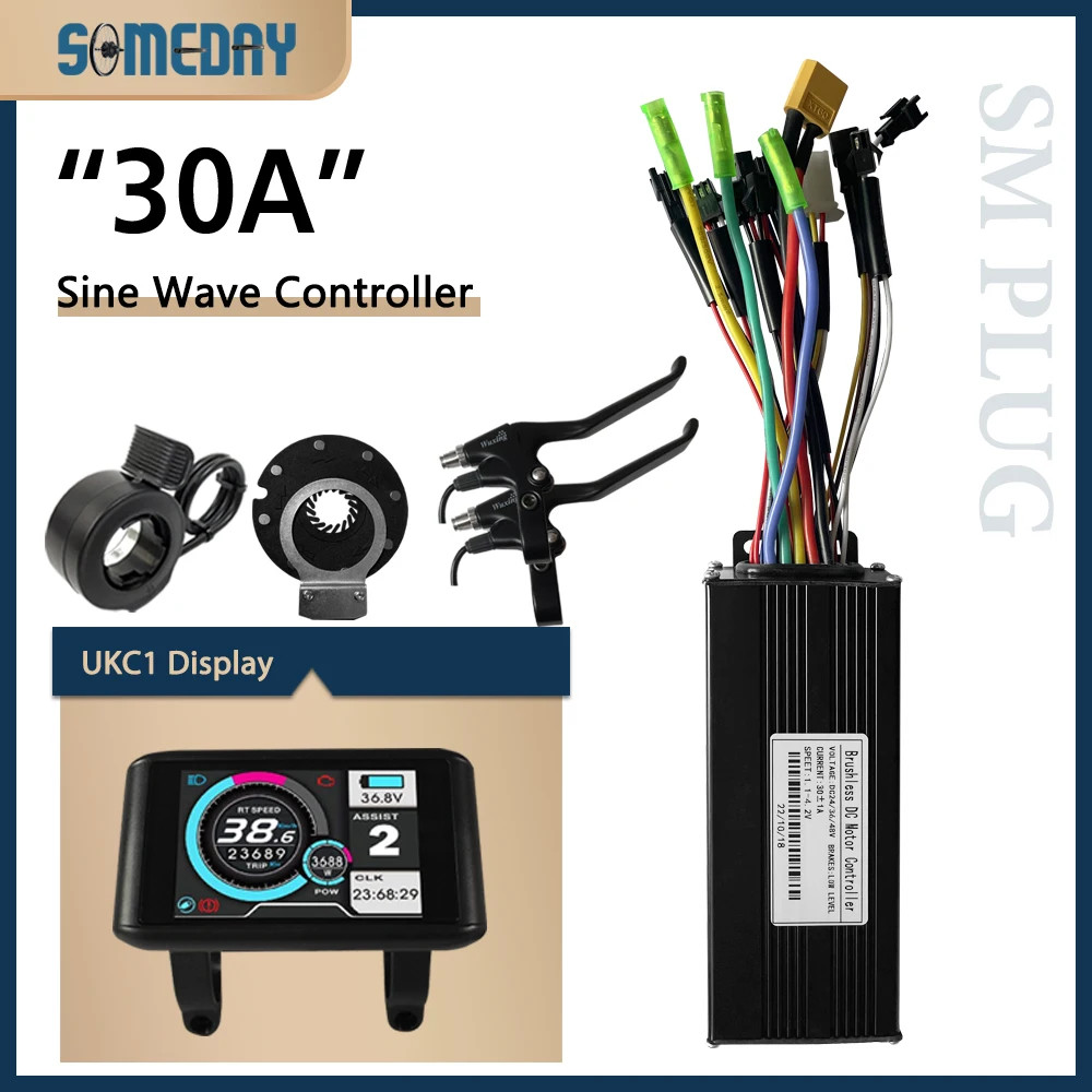 E-bike 3 Mode Sine Wave Controller 36V/48V 17A 22A 26A 30A 40A 45A SM Plug