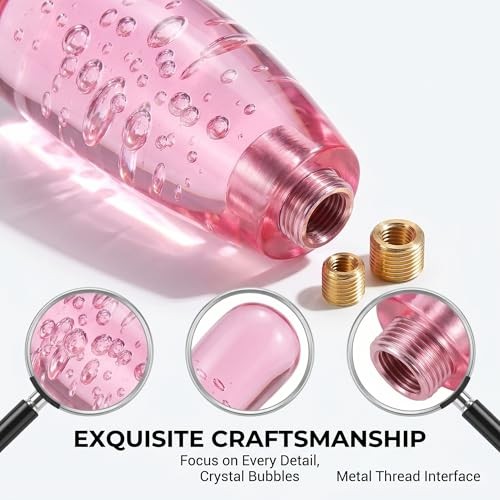 1 PC Car Shift Knob, 1.89 x 5.91 Inches Crystal Pink Acrylic Gear Shift Knob,