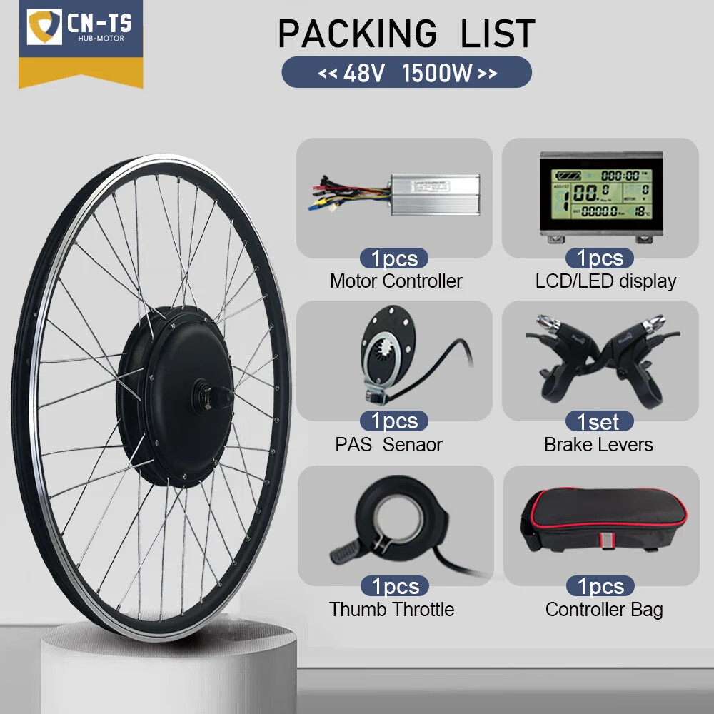 Electric Bicycle 48V 1500W Front Brushless Hub Motor Wheel Kit 20-29 Inch 700C
