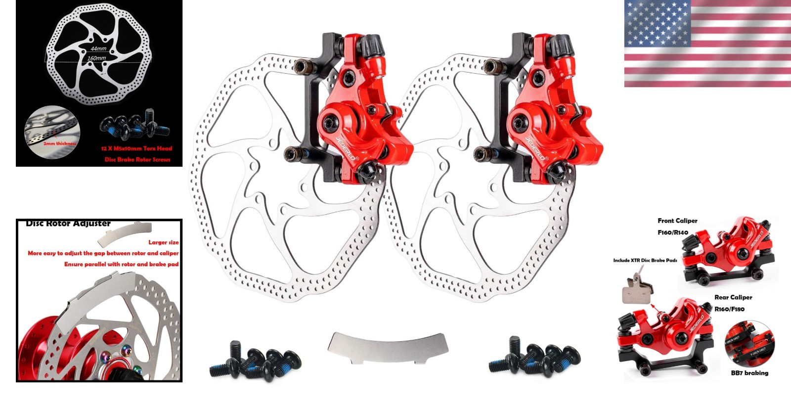 All-in-One Bike Disc Brake Kit – Front & Rear Calipers with Adjustable Mechanism