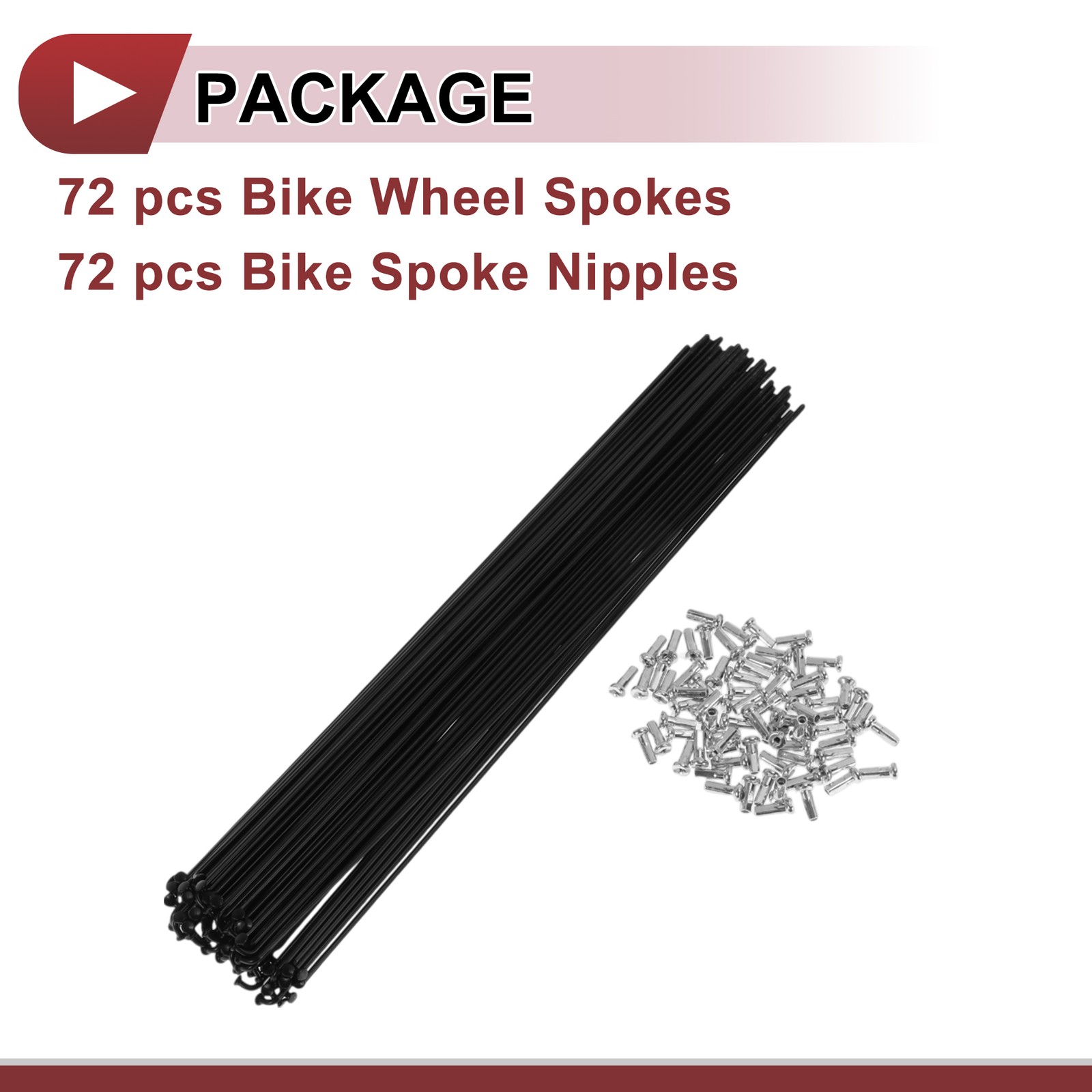 72 Set 14G Bicycle Spoke 275mm Bike Wheel Spoke Carbon Steel Black