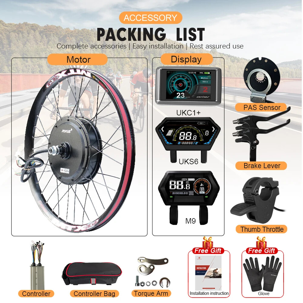 72V 3000W Mountain Electric Bike Brushless Rear Hub Motor Wheel with LCD Display