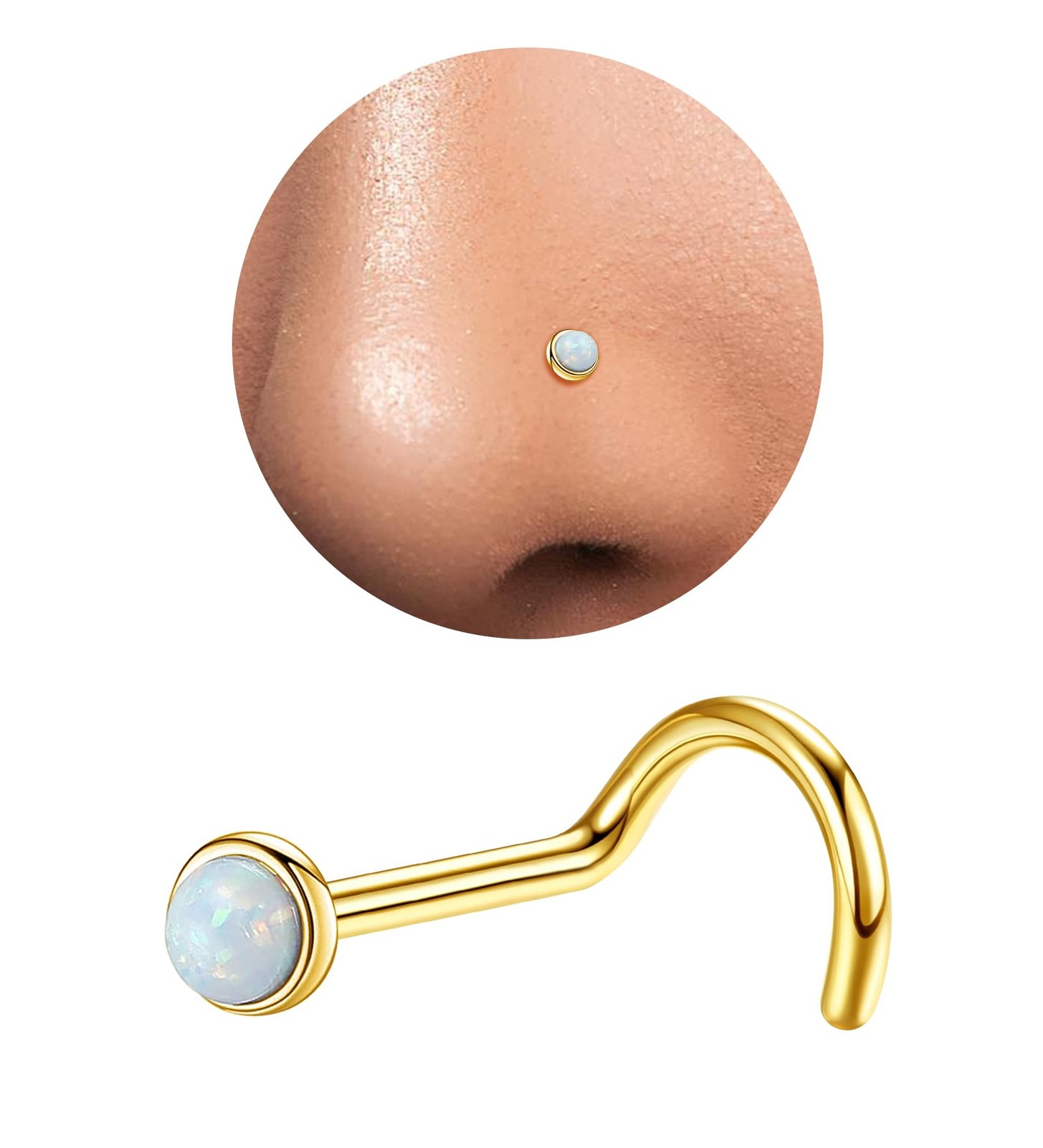 Enticera 3mm G23 Titanium Opal Nose Rings Studs Hypoallergenic L Shaped Screw…