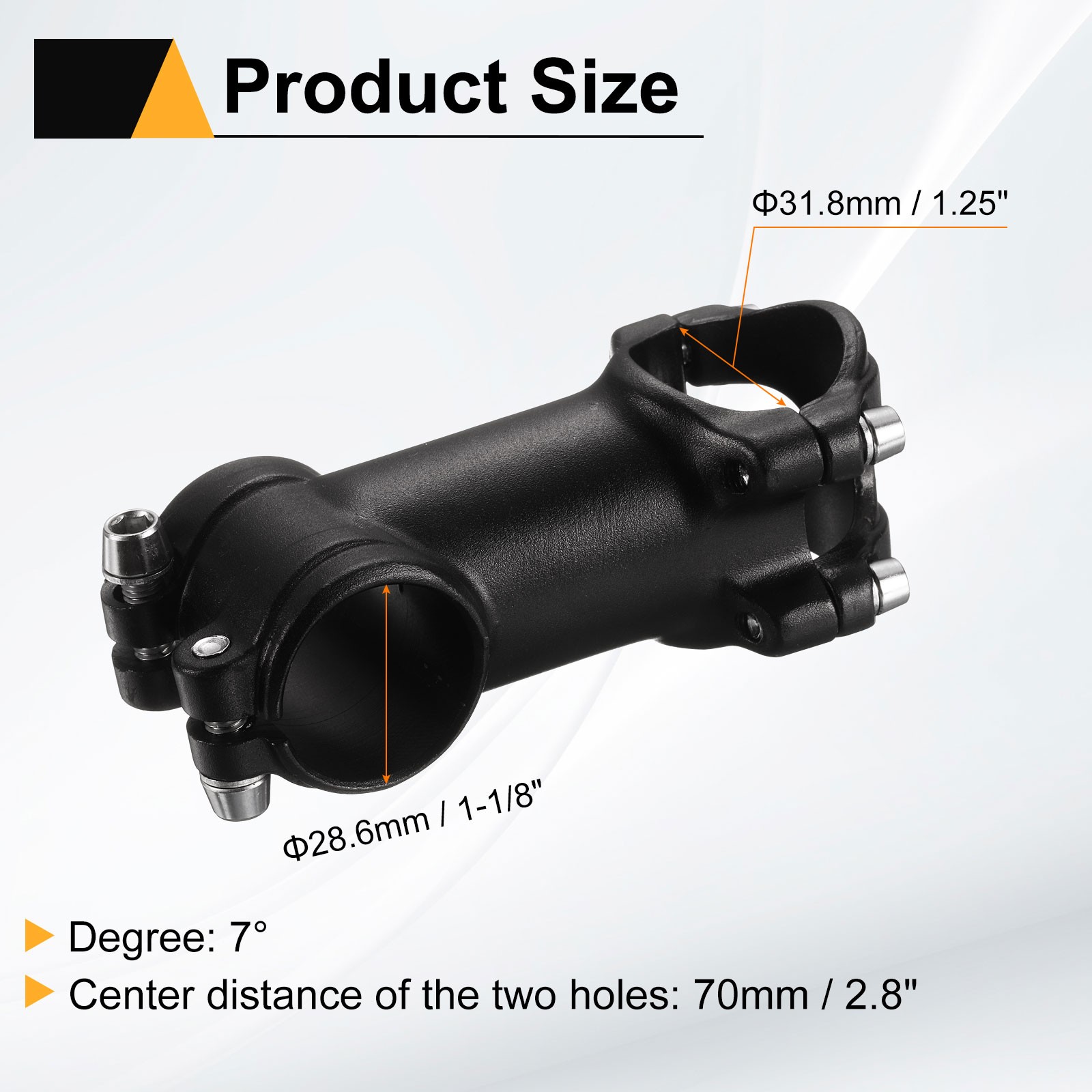 31.8mm Bike Stem 7 Degree 70mm Bicycle Handlebar Stem for MTB, Black