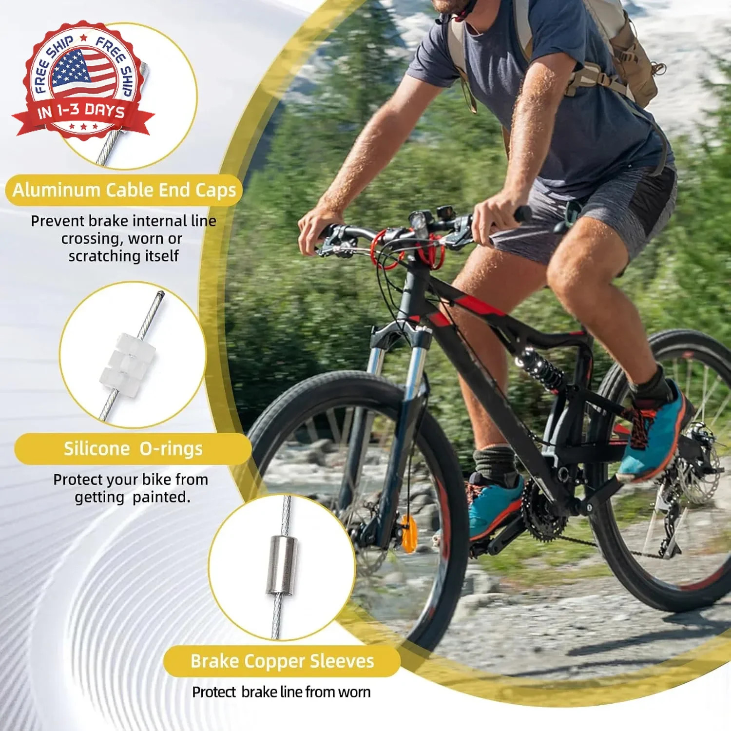 103Pcs Bike Brake Cable Kit with Stainless Steel Bike Cable Cutter,Brake Cable a