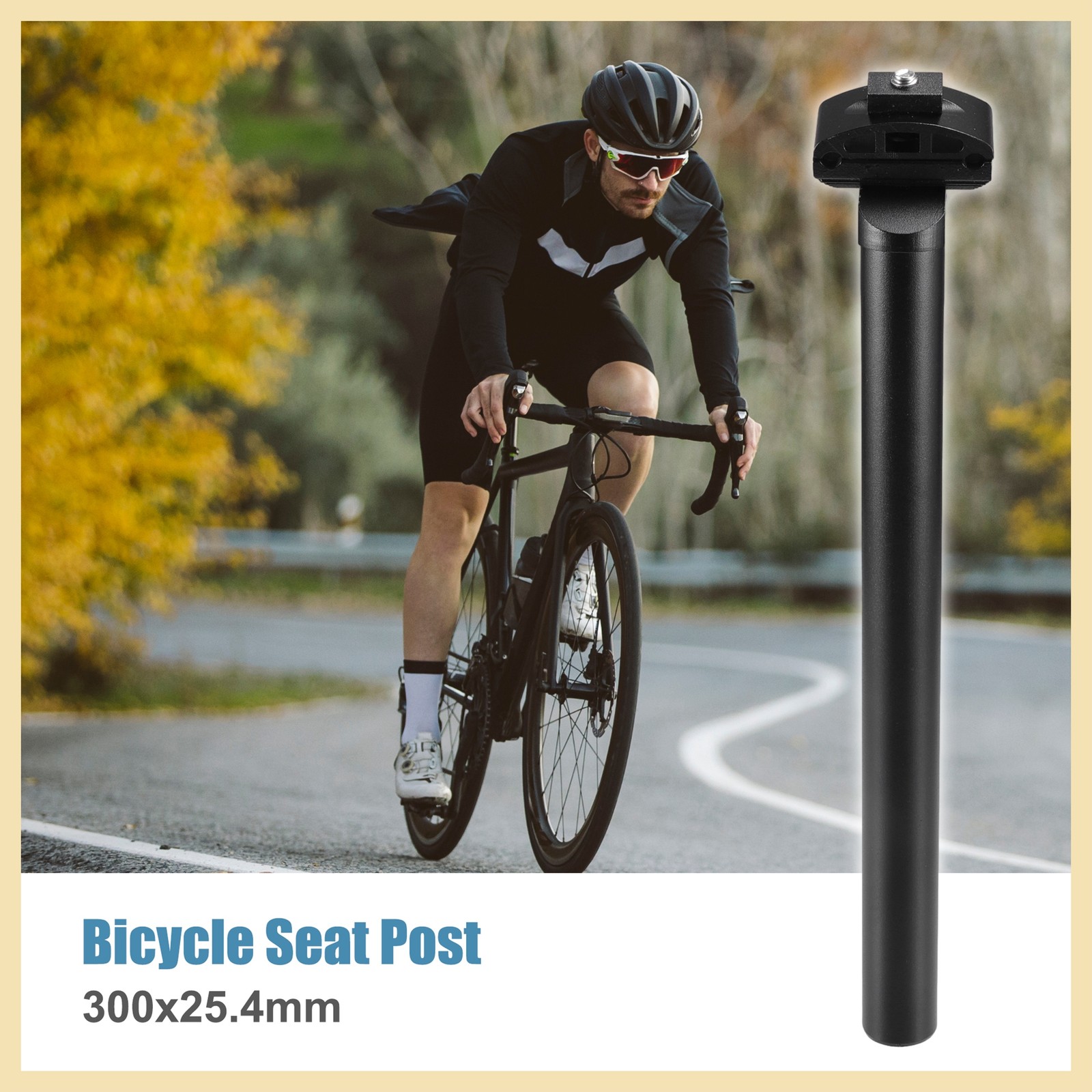 25.4x300mm Bike Seat Post Aluminum Alloy Bicycle Bike Seat Tube Mount Black New