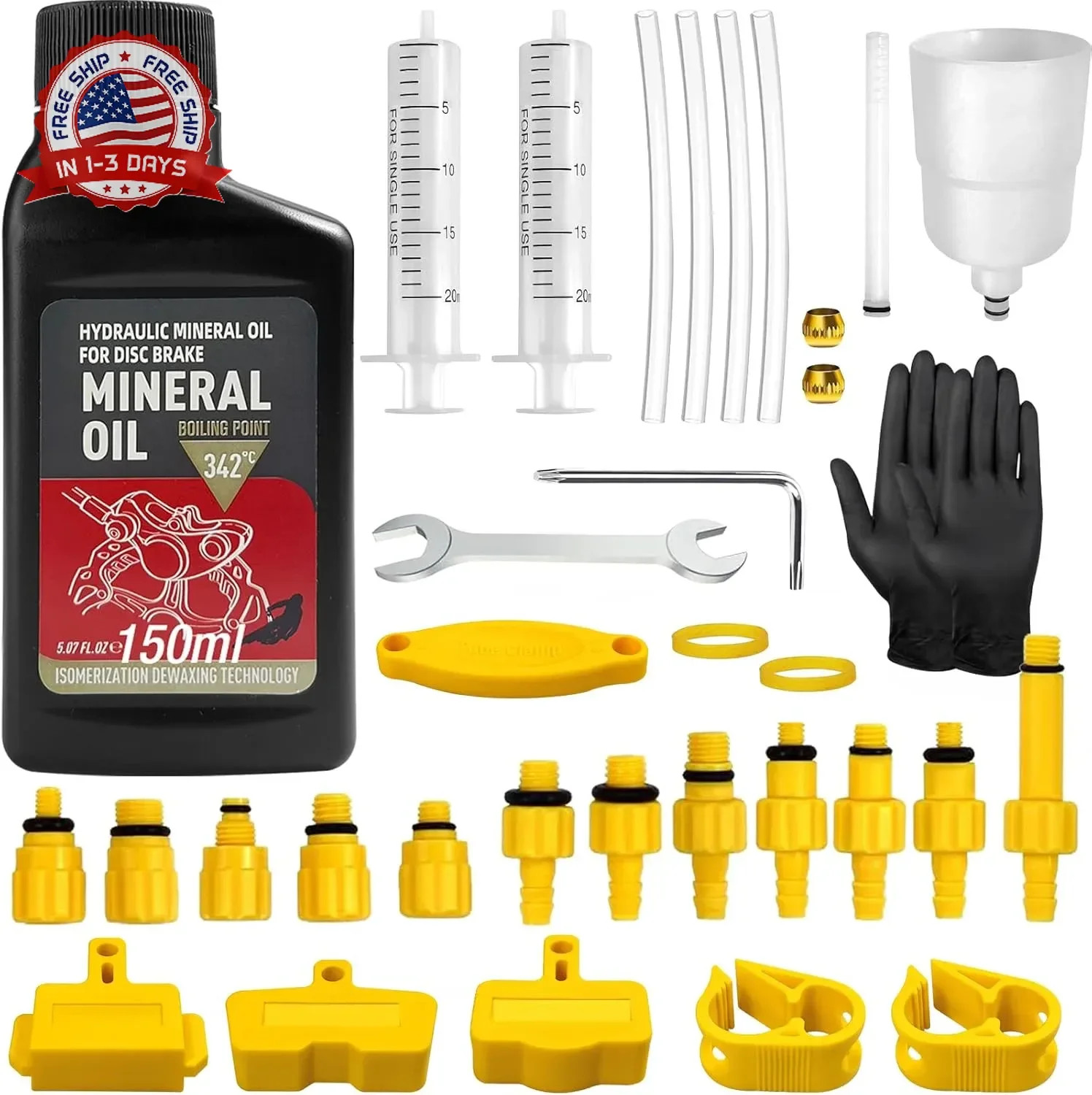 Brake Bleed Kit, Bicycle Hydraulic Brake Bleed Kit Including 150ML Mineral Oil f
