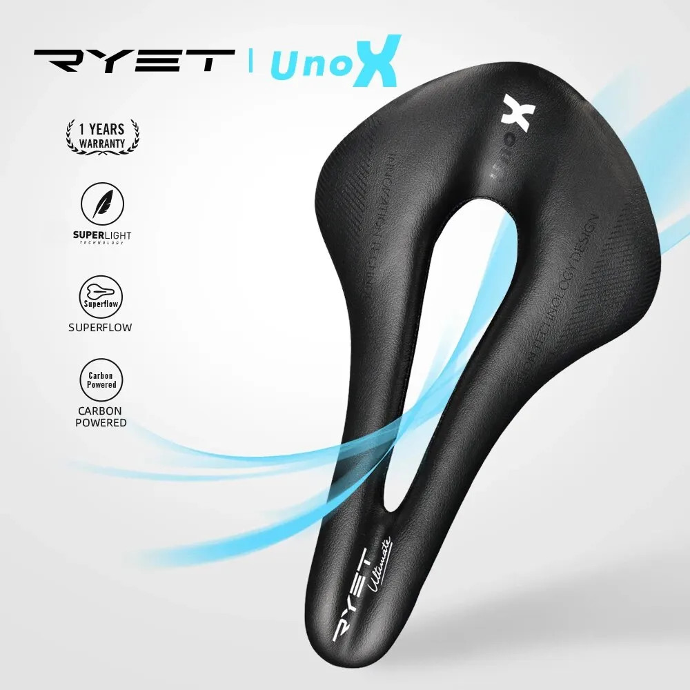 RYET Carbon Fiber Bike Saddle Ultralight Leather Road MTB Racing Seat 112g