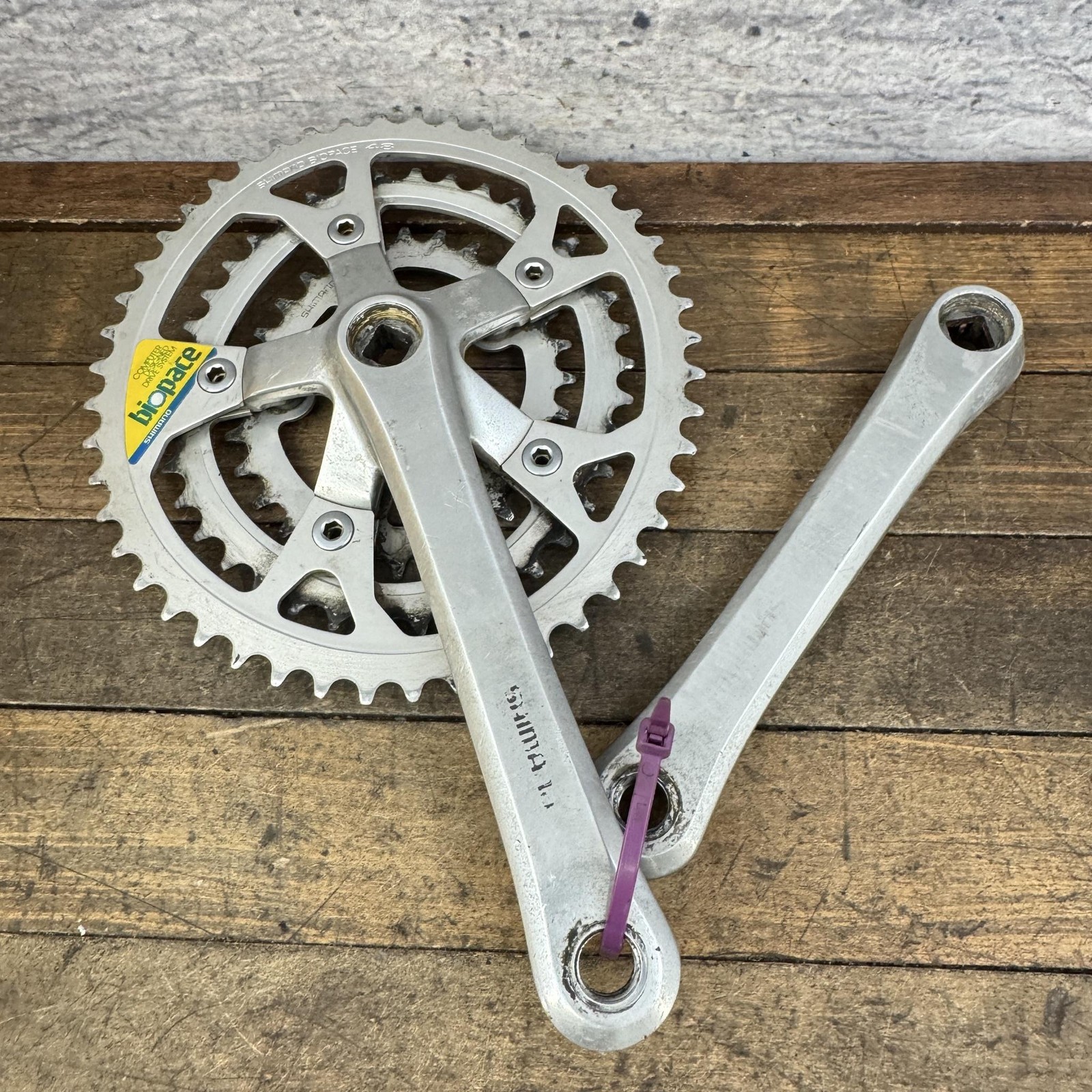Vintage Shimano FC-B124 Crankset 175mm 110 BCD Biopace Triple Chainring MTB ATB