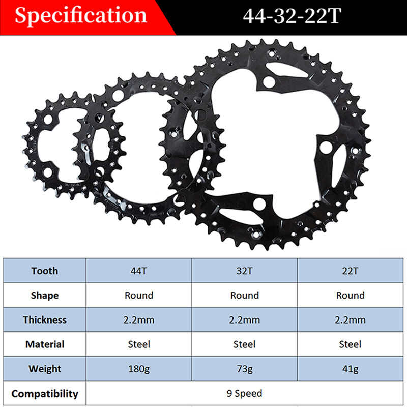 Bucklos 64/104BCD Bike Chainrings 22-44t Double/Triple MTB Chain Ring Sprockets