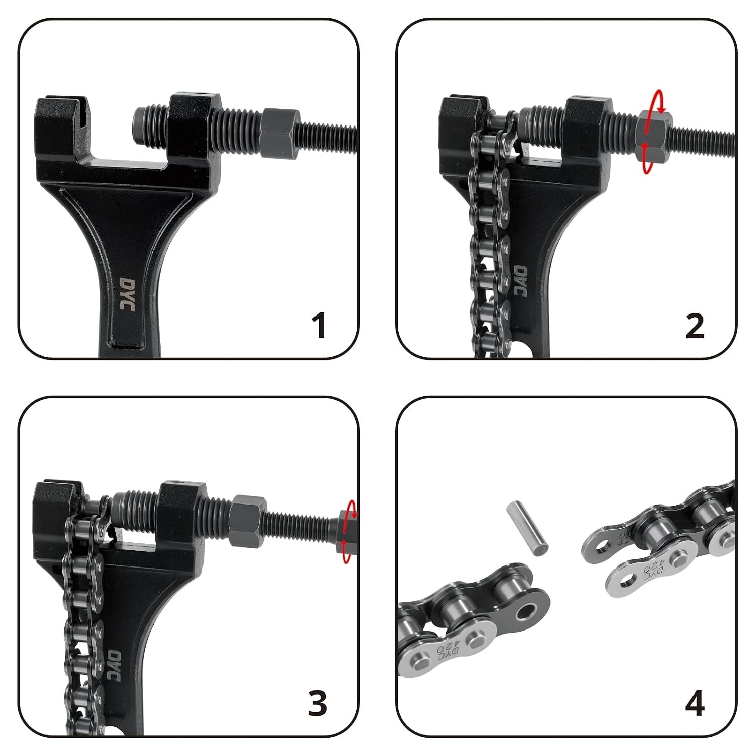 DYC 420 Chain 132 Links with 5 Master Links and Chain Breaker Tool | Cut to f…