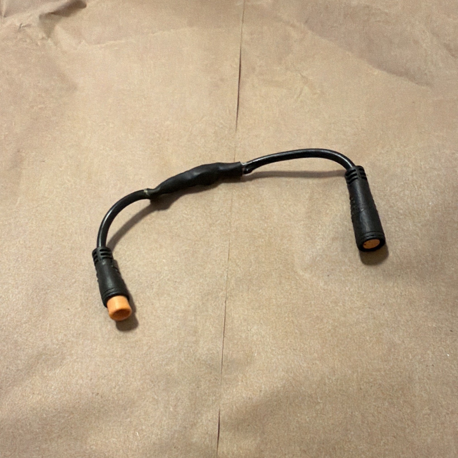 Black/Orange Wired Plastic 2-Pin Round Connector Male to Female Adapter