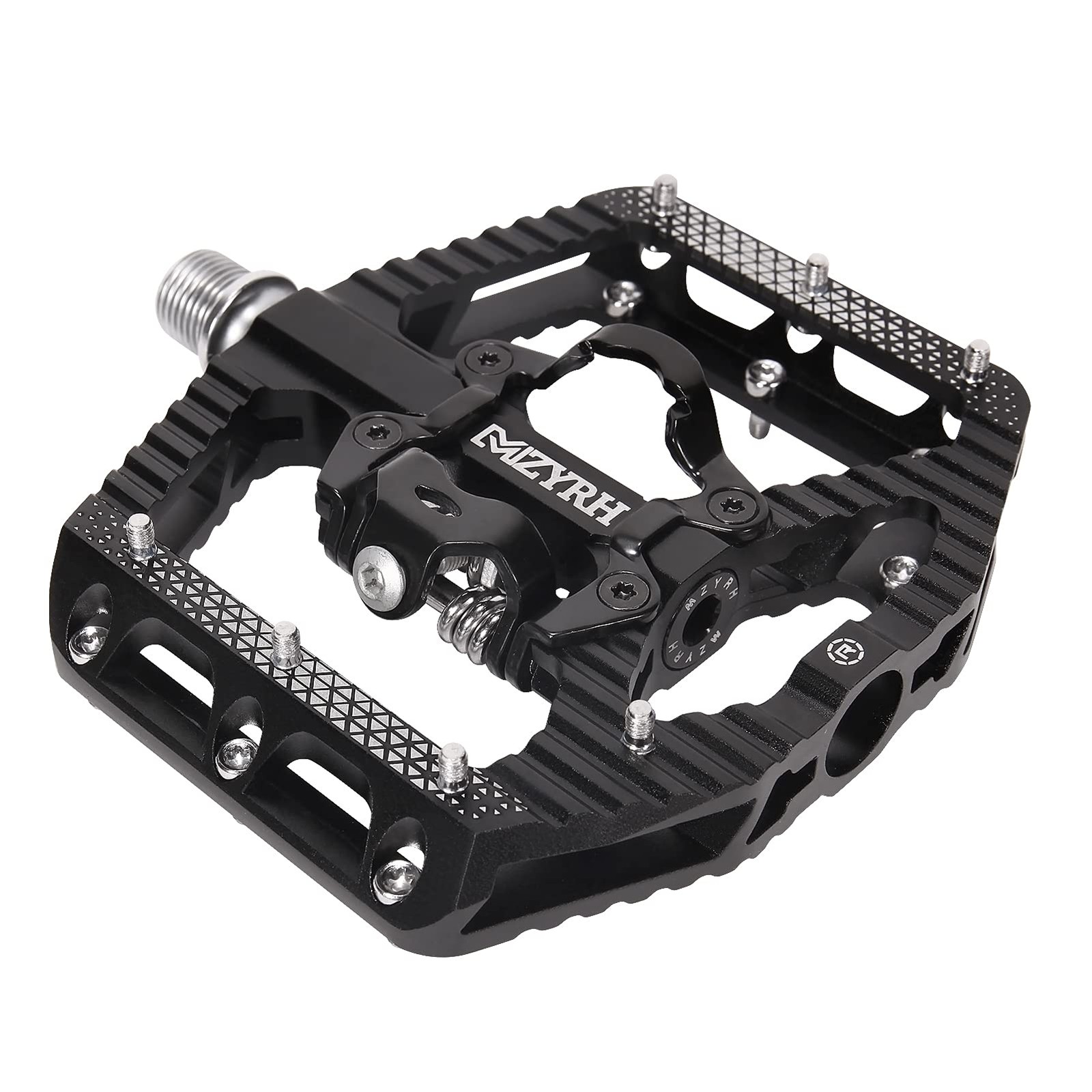MTB Mountain Bike Pedals 3 Bearing Flat Platform Compatible with SPD,Dual Functi