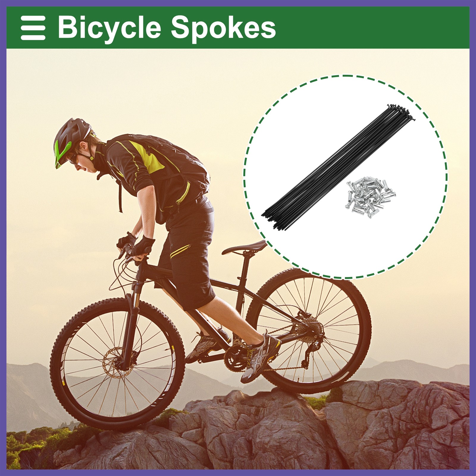 Set14G 275mm Length Bicycle Spokes Nipple Carbon Steel Black Universal
