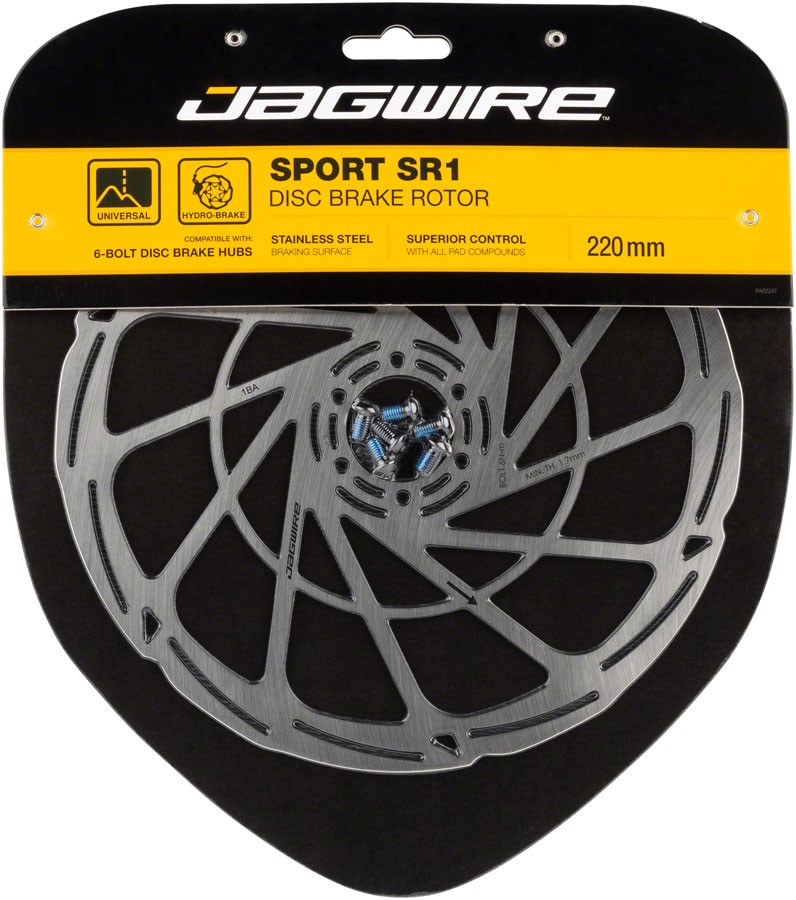 Jagwire Sport SR1 Disc Brake Rotor – 220mm, 6-Bolt, Silver