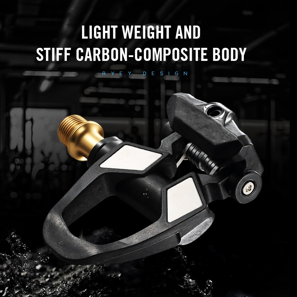 RYET Carbon Road Bike Pedals 198g Titanium Spindle DU Bearings 6° Float SPD