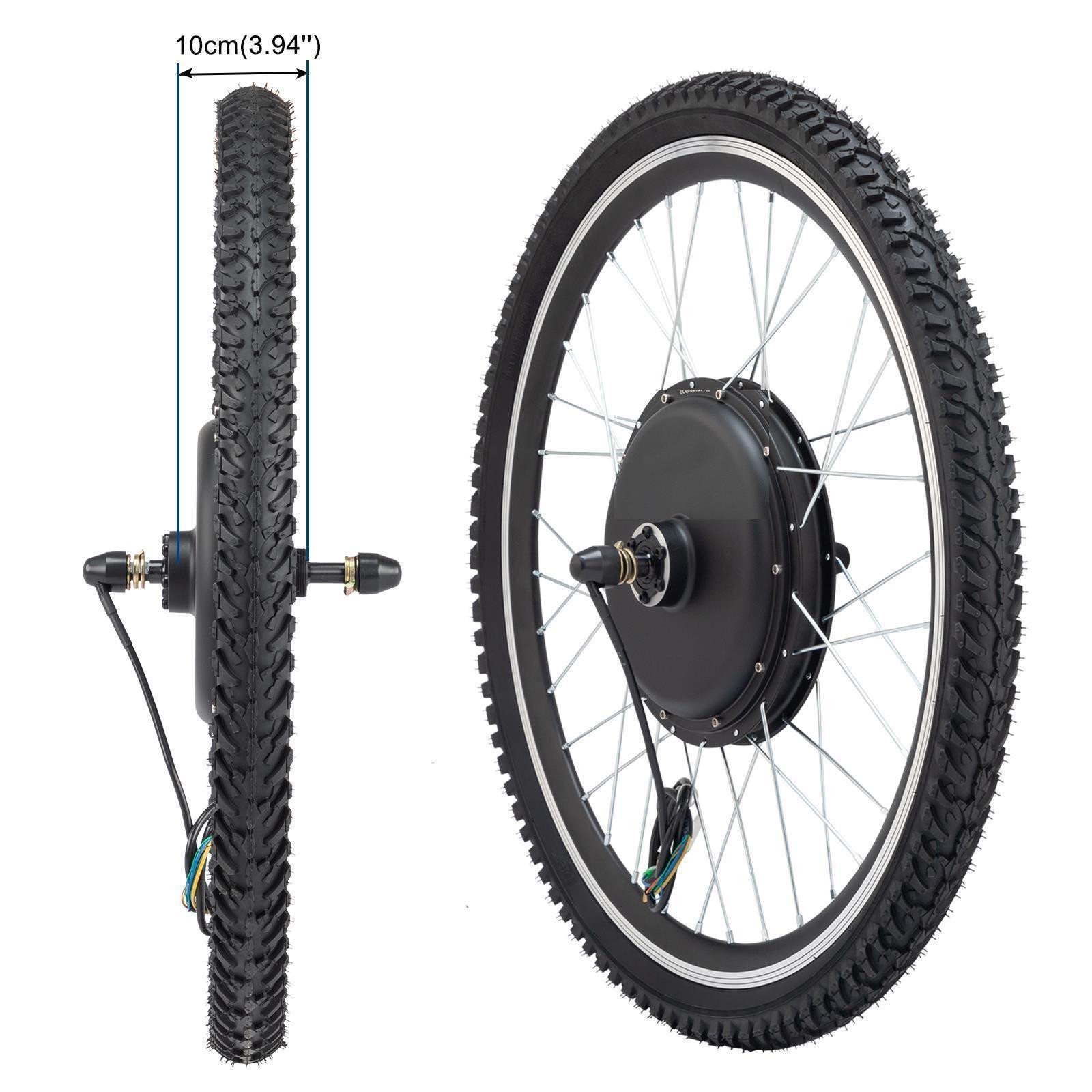 24» 26» Electric Bicycle Front / Rear Wheel + Tire E-Bike Conversion Motor Set