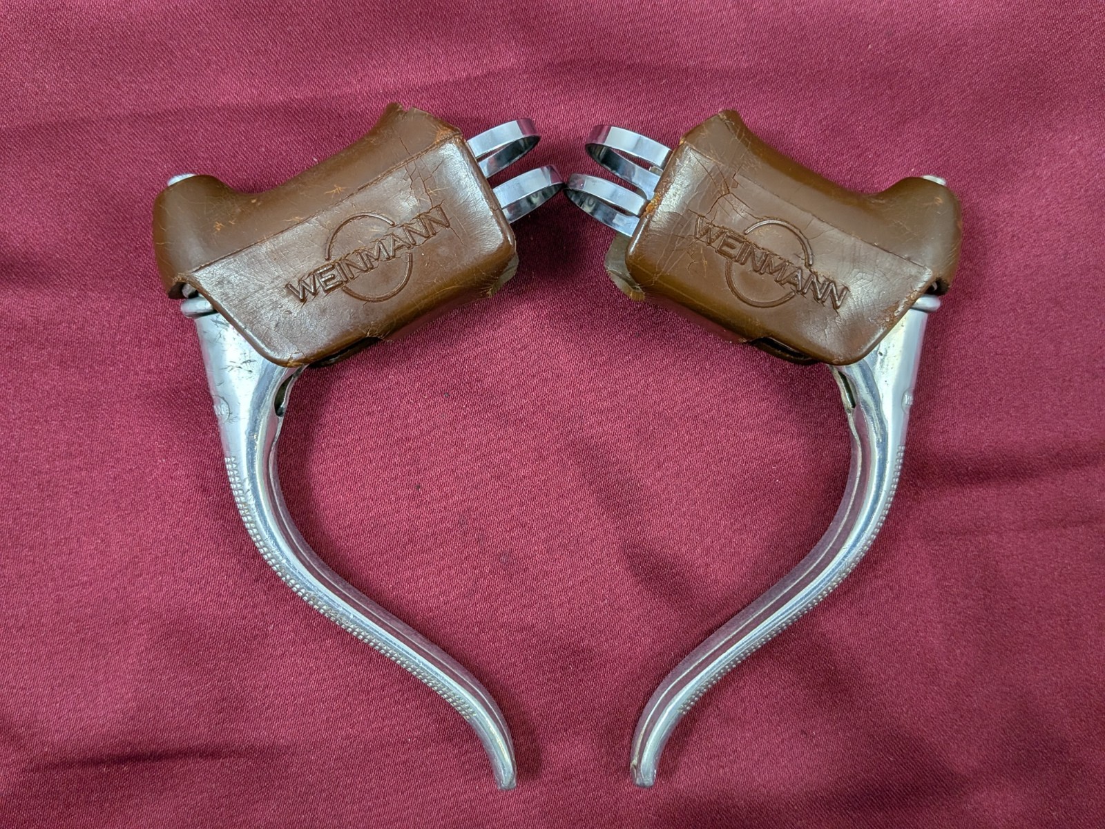 Weinmann Road Brake Levers Non-Aero Quick Release Brown Hoods BL82
