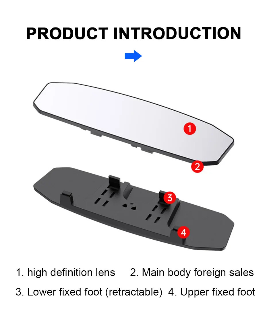 Car Mirror Interior Rear View Mirror Wide Angle Convex RearviewMirror Anti Glare