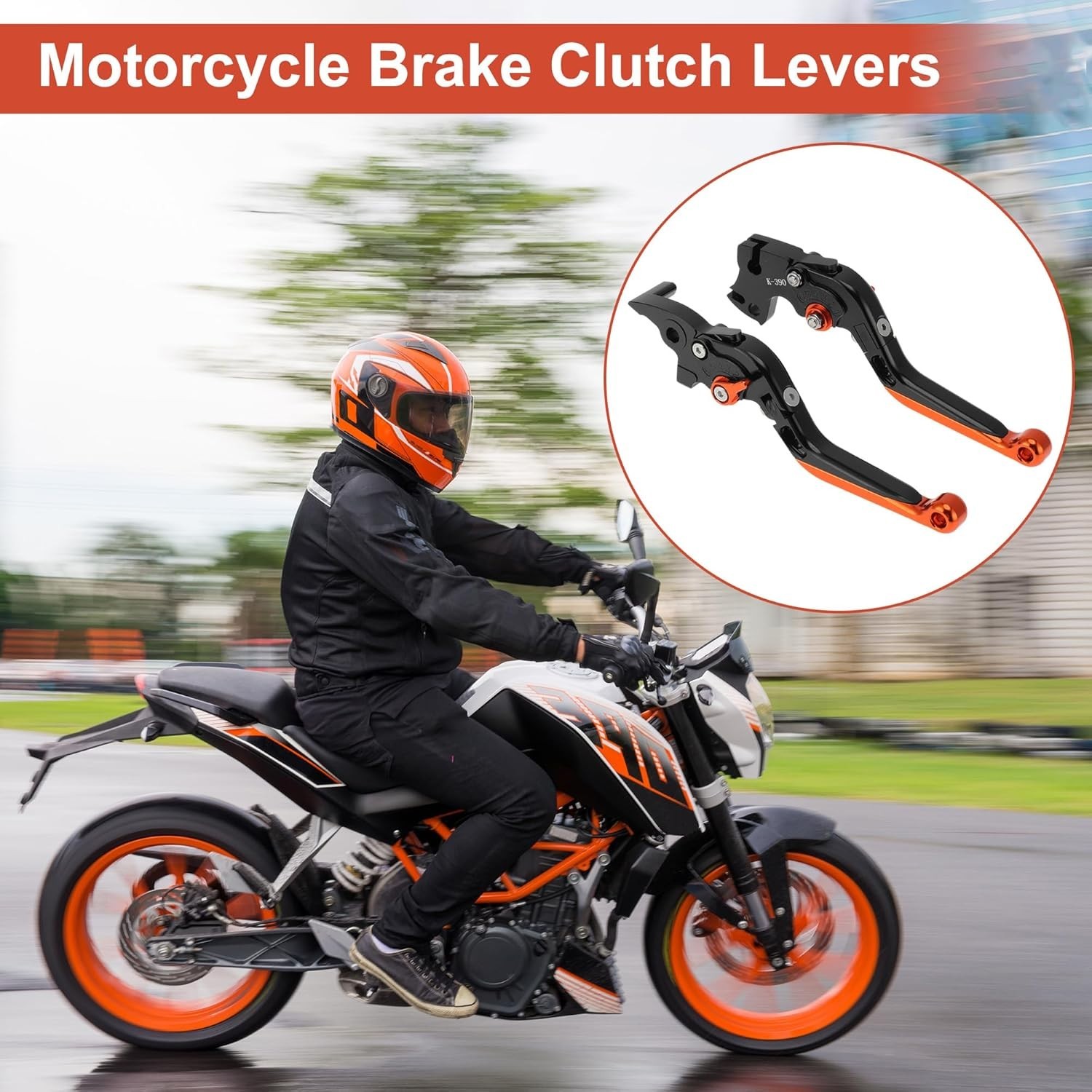 Motorcycle Short Brake Clutch Levers for KTM RC125 Black Handle Orange End
